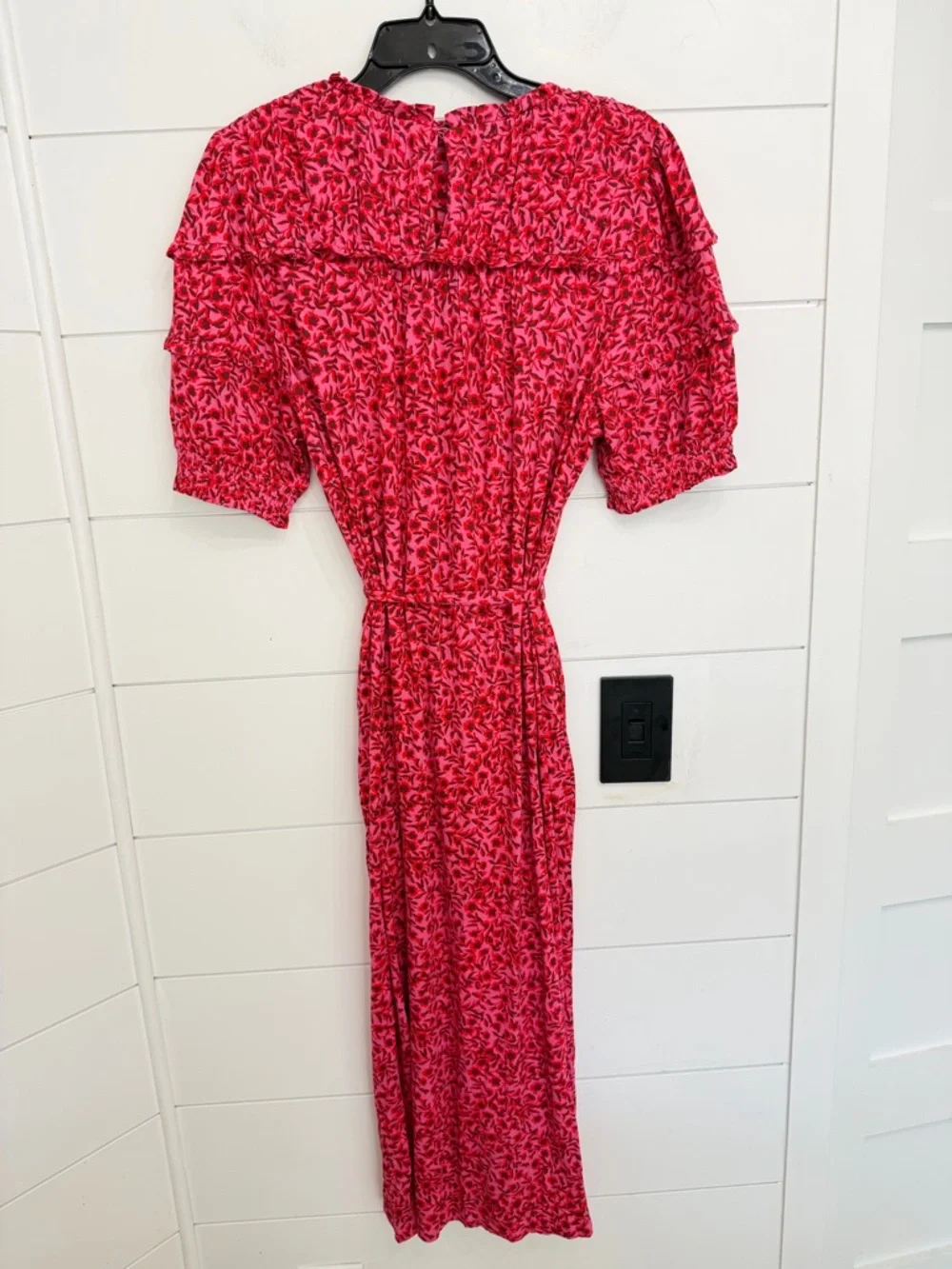Boden pink floral ruched Yoke Detail Jersey Midi Dress Size 10R 36413 - Picture 6 of 14